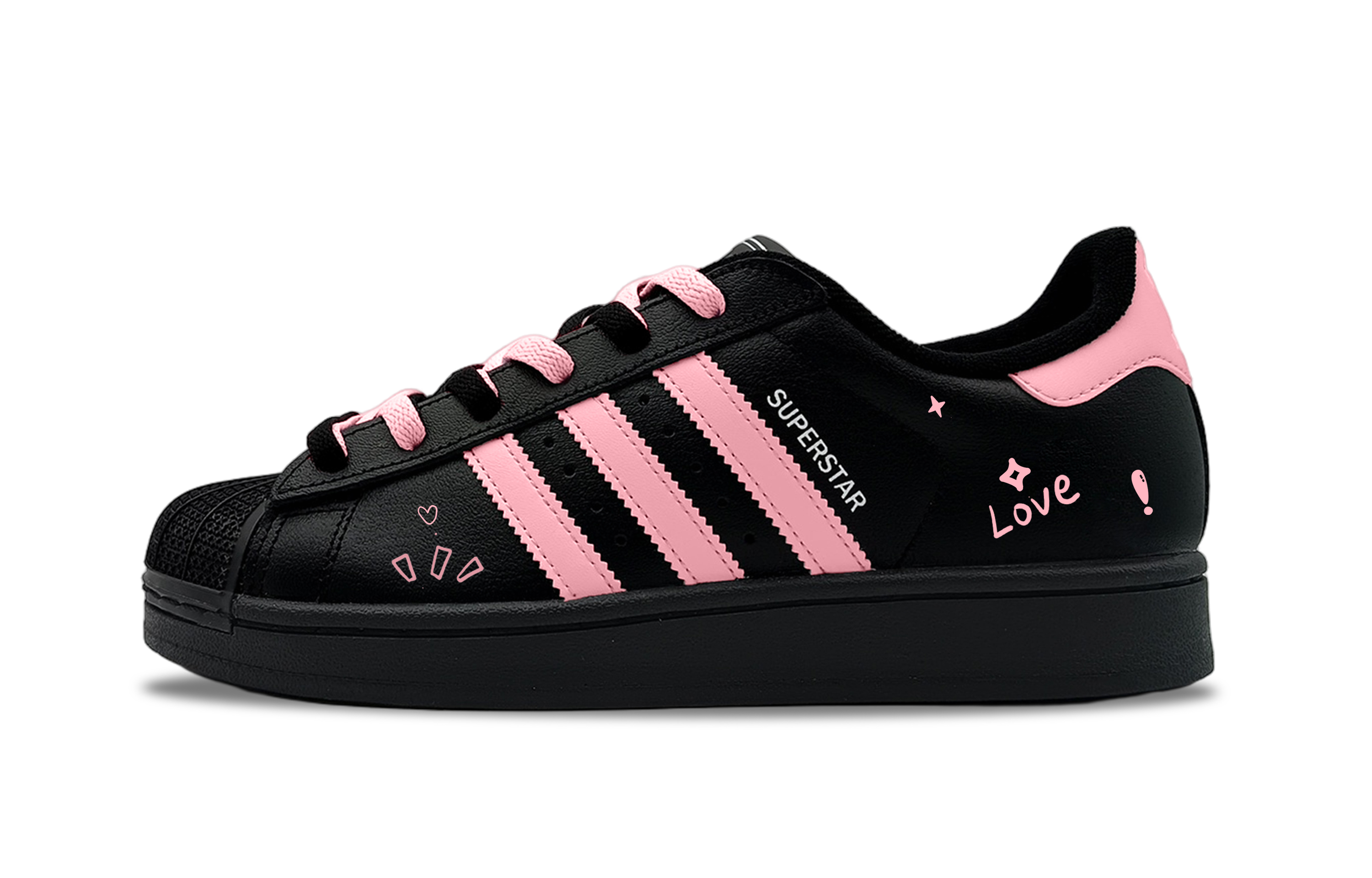 

Superstar 2 Cherry Blossom Love Slip Resistant Abrasion Resistant низкие кроссовки для скейтбординга Unisex Adidas Originals, черный розовый