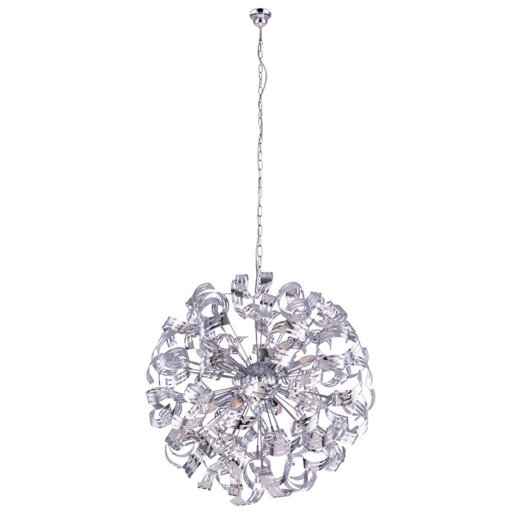 

Подвесной светильник, изогнутые хромированные планки, В 155 см. Globo Lighting, серебро