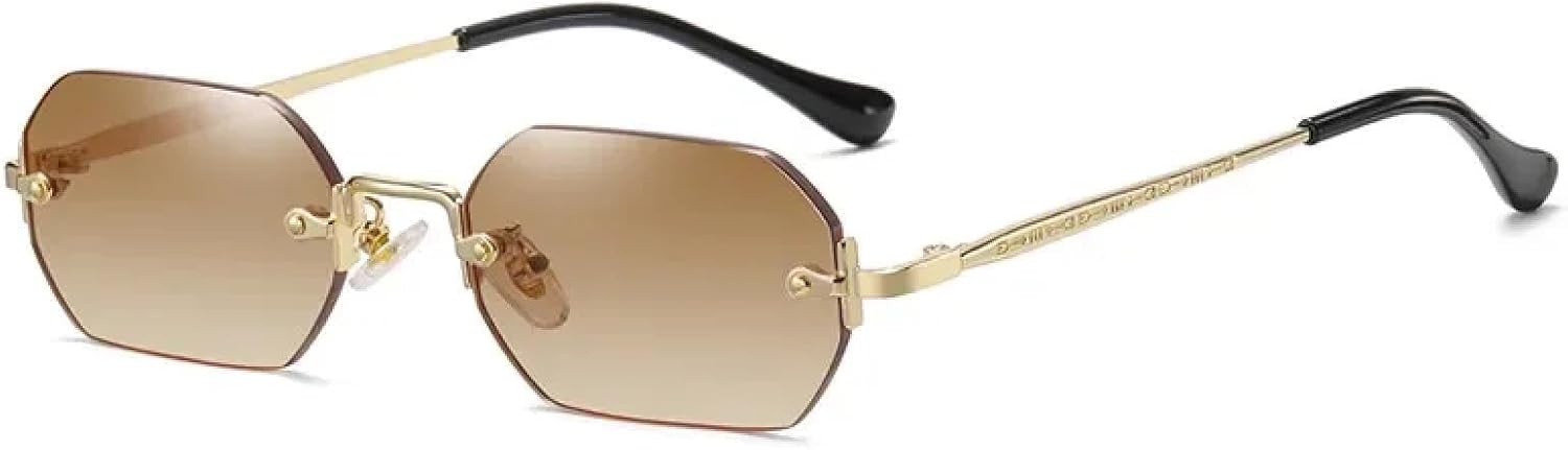 

Солнцезащитные очки с защитой от УФ-излучения UV400 | Маленькие без оправы, металлические, золотистые | Для женщин и мужчин, для занятий спортом на открытом воздухе и вождения DSVIGF, Gold Tea