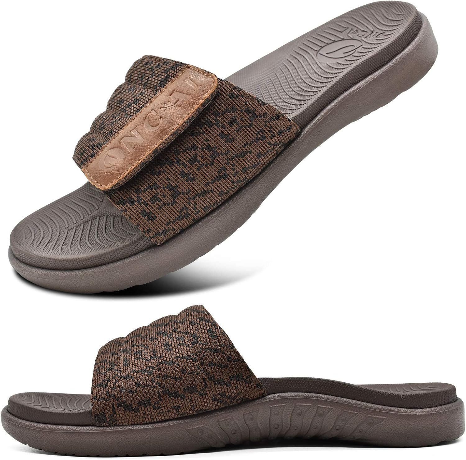 

Мужские сандалии ONCAI, спортивные шлепанцы с поддержкой свода стопы, открытый носок, регулируемые ремни, ортопедическая амортизирующая подошва для подошвенного фасциита, резиновая подошва, размеры 7.5-15, коричневый