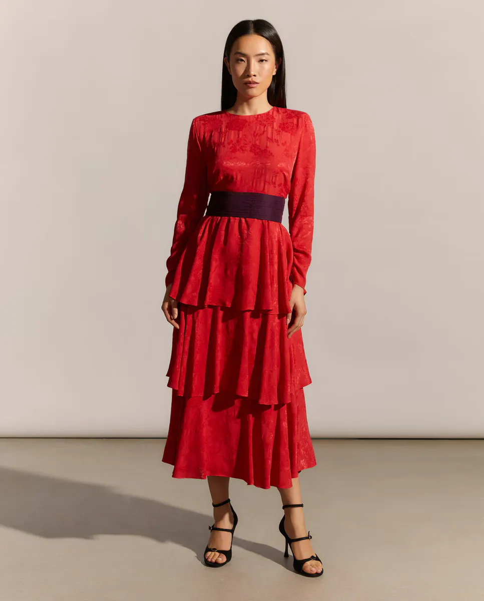 

Длинное платье и рюши Woman Fiesta El Corte Inglés, красный
