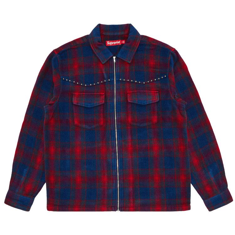 

Рубашка Supreme Studded Shadow Plaid Zip Up Shirt, Navy