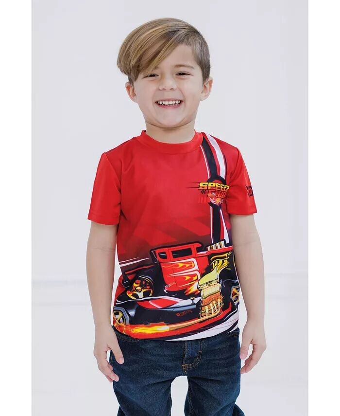 Комплект из 2 спортивных футболок для маленьких мальчиков Hot Wheels, мультиколор — фото 3