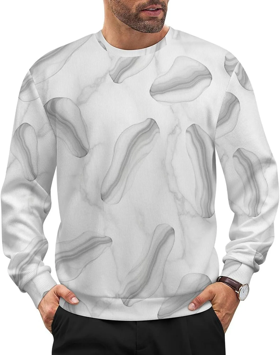 

Мужской свитер с круглым вырезом, мягкий и свободный Meaudiwes