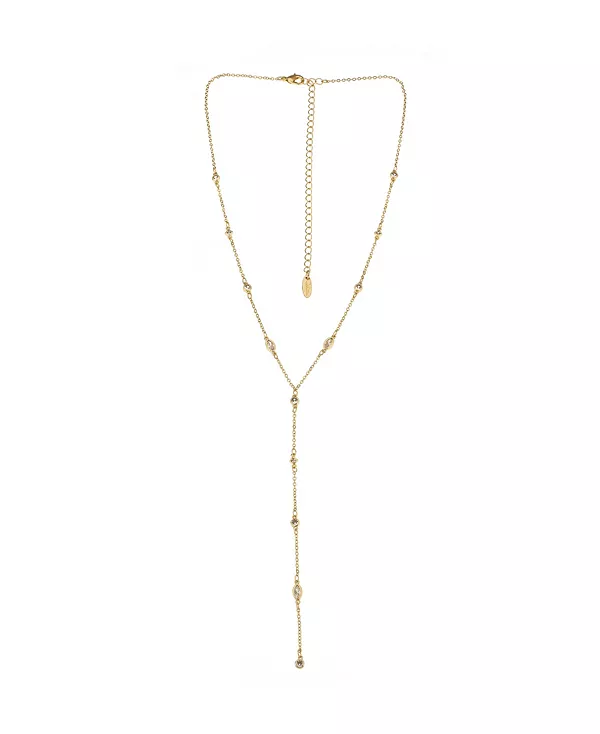 

Изящное лариатное ожерелье из 18-каратного золота с кристаллами Ettika, gold-plated