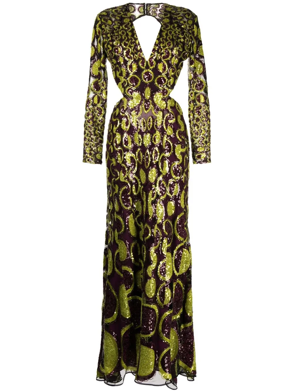 

Платье с открытой спиной и вышивкой Elie Saab, зеленый