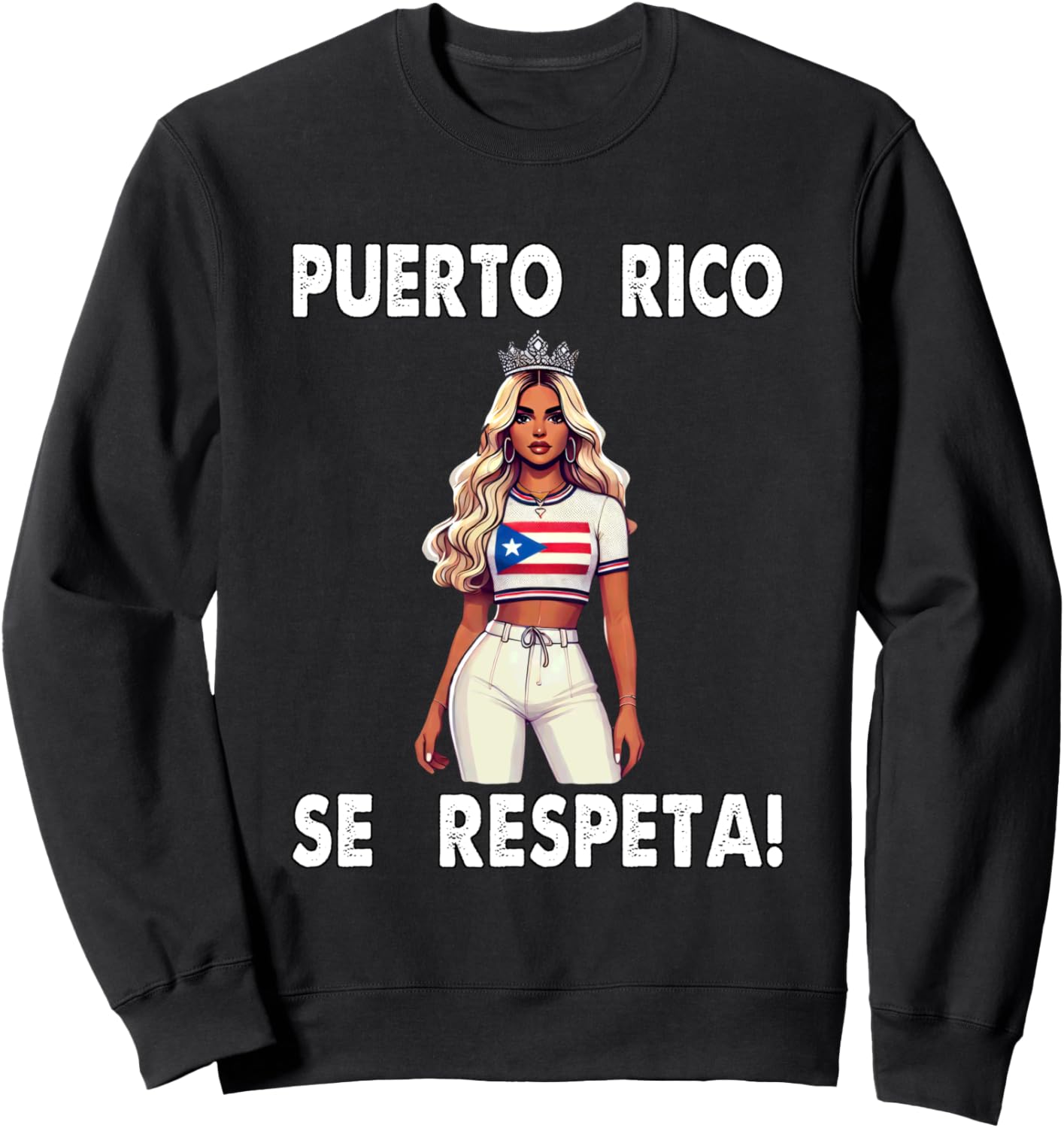 

Толстовка с флагом Puerto Rico Se Respeta Rubia Boricua и королевской короной Puerto Rico Se Respeta Collection, More Here, черный