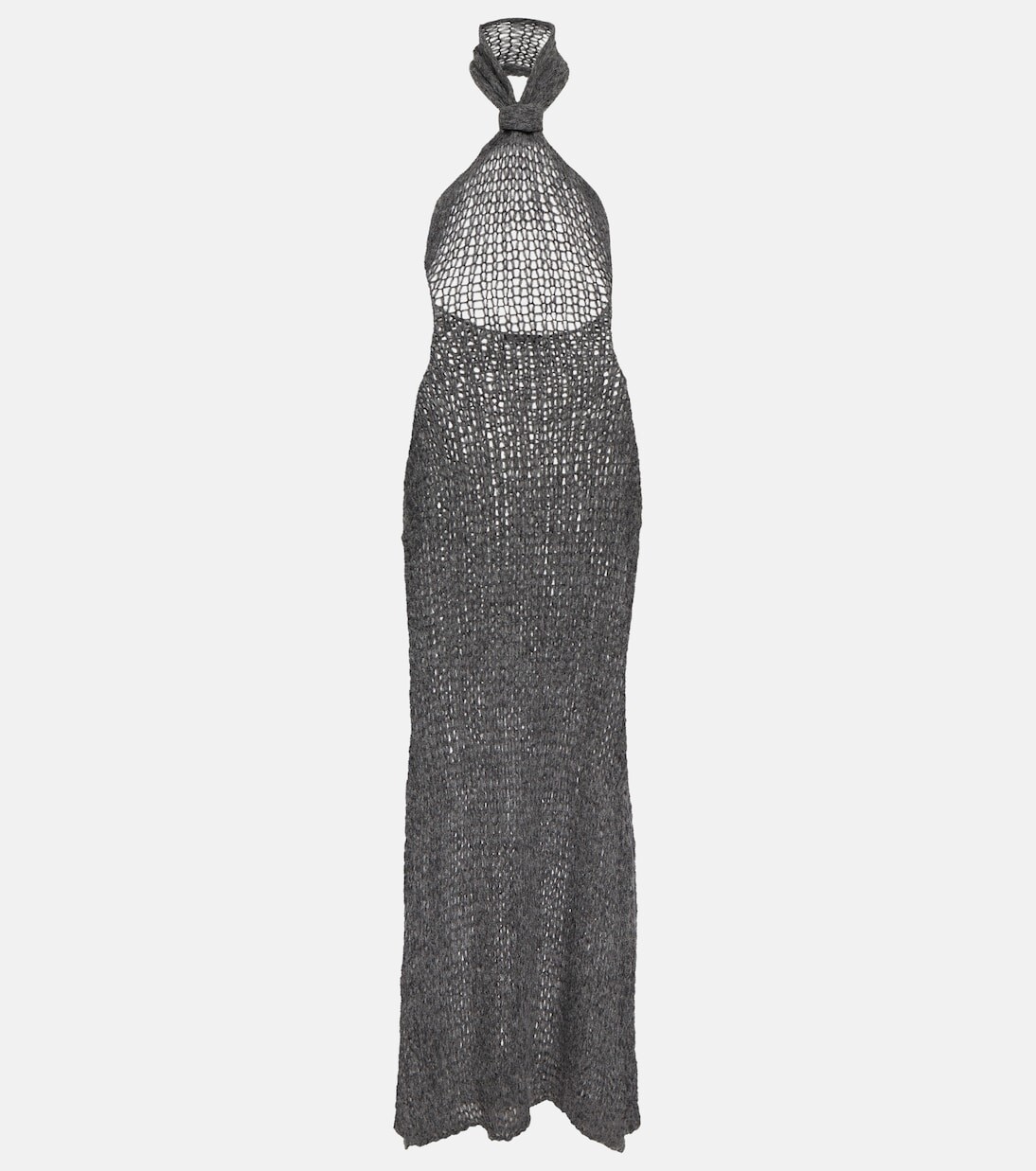 

Платье макси из альпаки с воротником халтер Ann Demeulemeester, серый