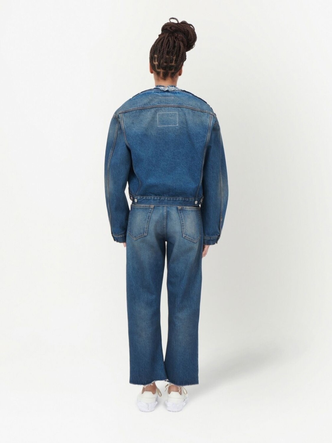 MM6 Maison Margiela джинсовая куртка без воротника, синий — фото 4