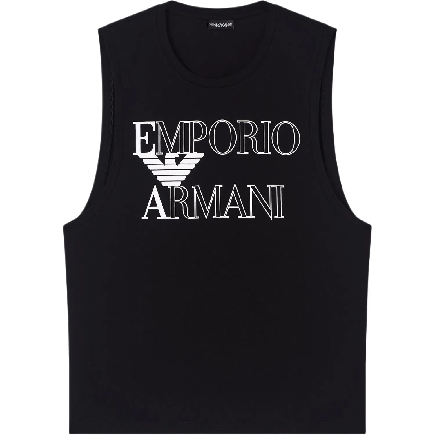 Топ-майка пляжная из джерси с жирным логотипом EMPORIO ARMANI, Black