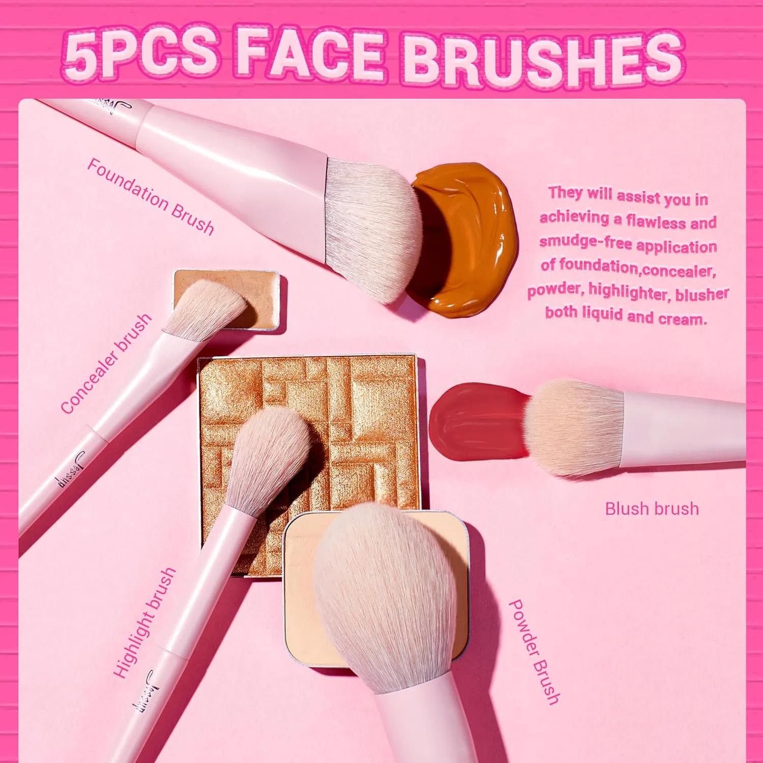 Набор из 14 розовых кистей для макияжа Jessup Brush Set T495 Jessup — фото 2