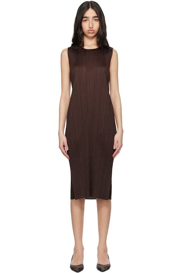 

Платье миди Monthly Colors March Pleats Please Issey Miyake, коричневый
