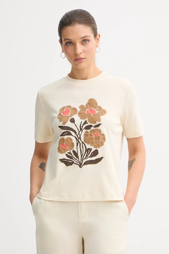 

Хлопковая футболка United Colors Of Benetton, бежевый