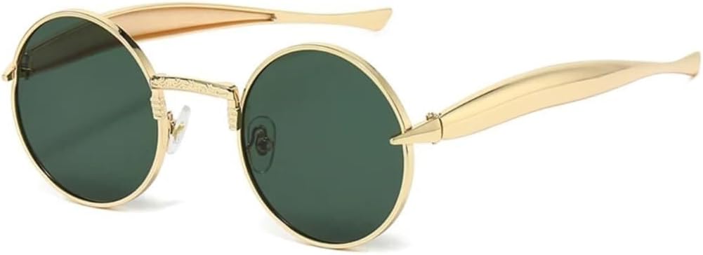 

Ретро маленькие круглые металлические мужские солнцезащитные очки, модные прозрачные линзы цвета океана, защита от УФ-излучения UV400, женские трендовые очки в стиле панк AHSGDVC, Golden Dark Green