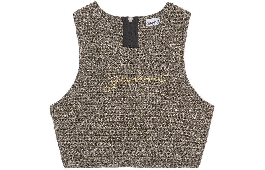 

GANNI Женский жилет SS23 черный золотой, Black Gold