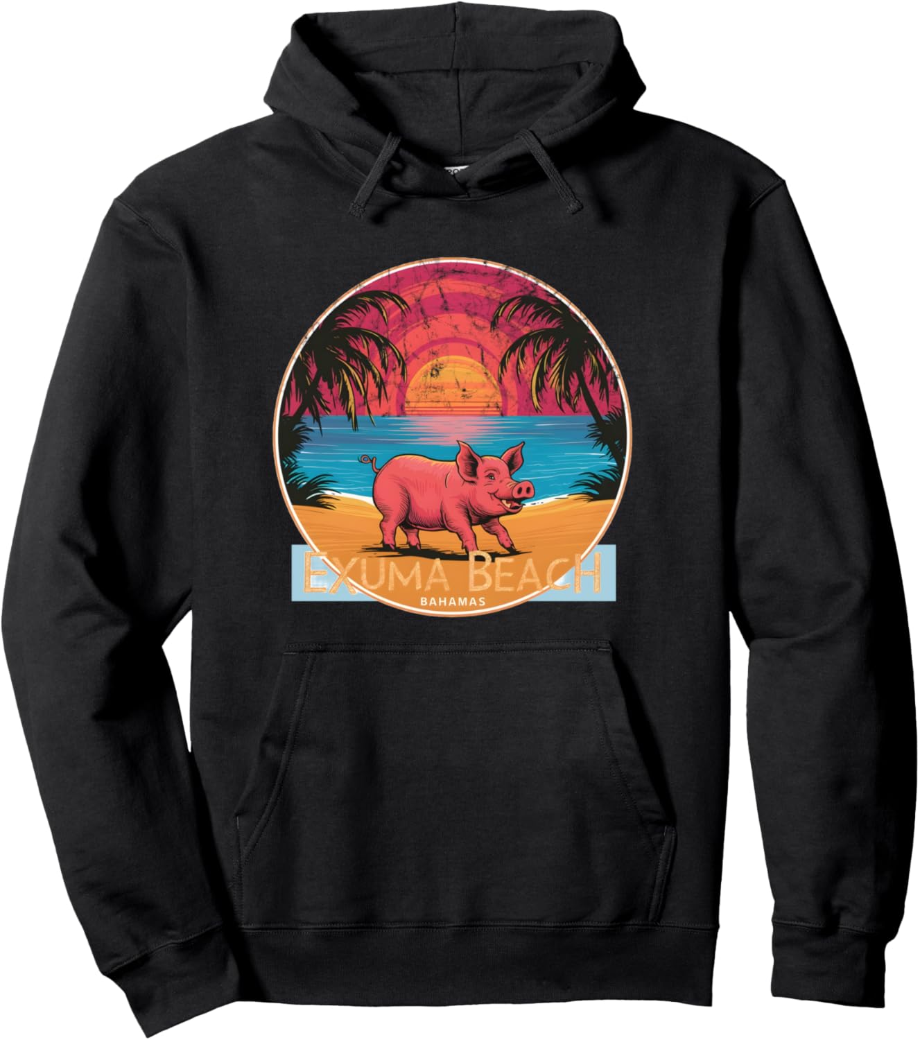

Худи Exuma Bahamas Pig Sunset Vintage Exuma Bahamas Sunset !!, черный