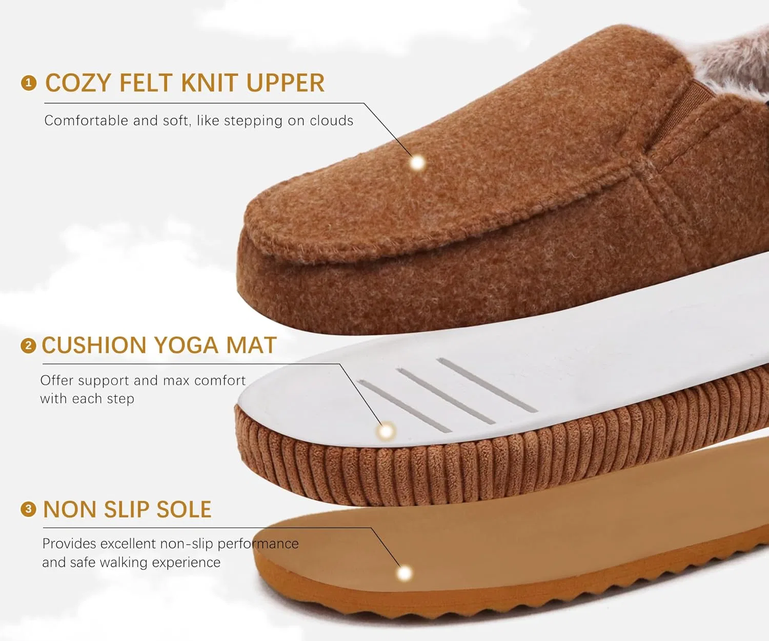 Тапочки с поддержкой стопы ONCAI, Moccasins Khaki — фото 4