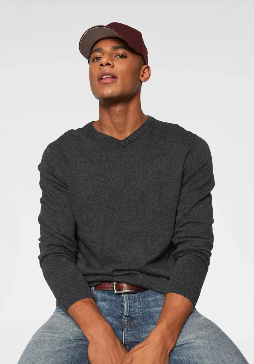 

Свитер Jack & Jones с V-образным вырезом "JJEBASIC KNIT V-NECK", серый