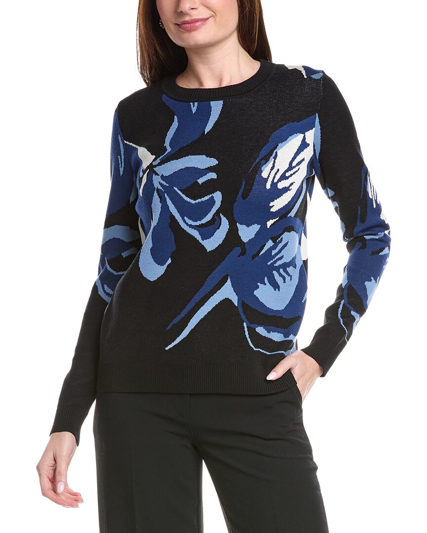 

Свитер T Tahari с цветочным жаккардовым узором, черный