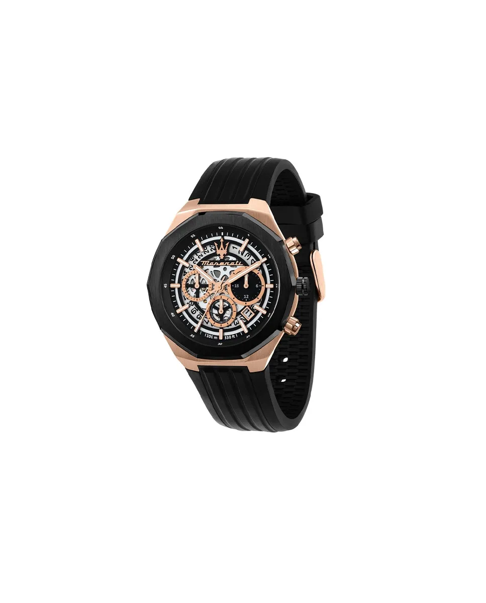 

Мужские часы Stile R8871642003 с силиконовым и черным ремешком Maserati, черный