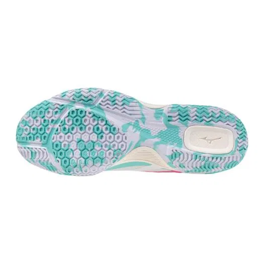 Кроссовки для настольного тенниса «Wave Medal 8» от Mizuno, White X Pink X Green — фото 2