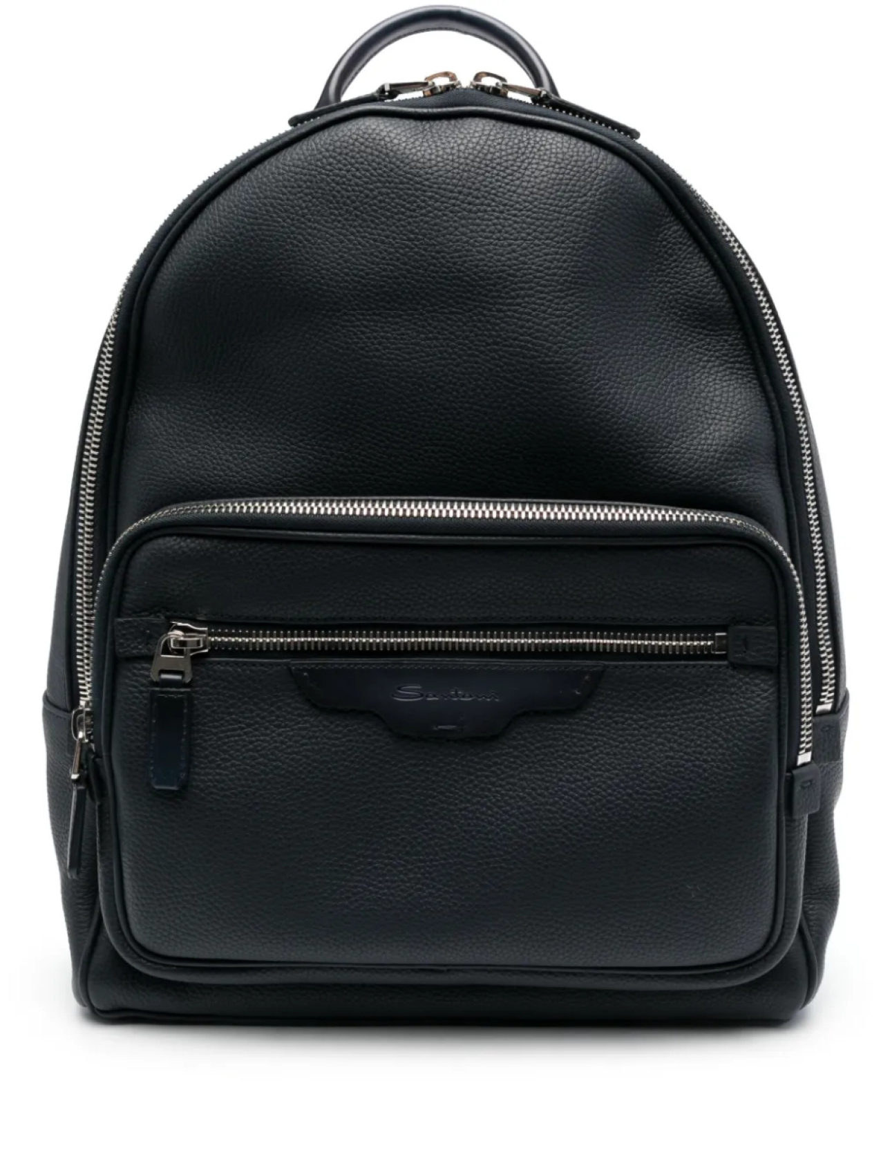 

Рюкзак из зернистой кожи Santoni, синий