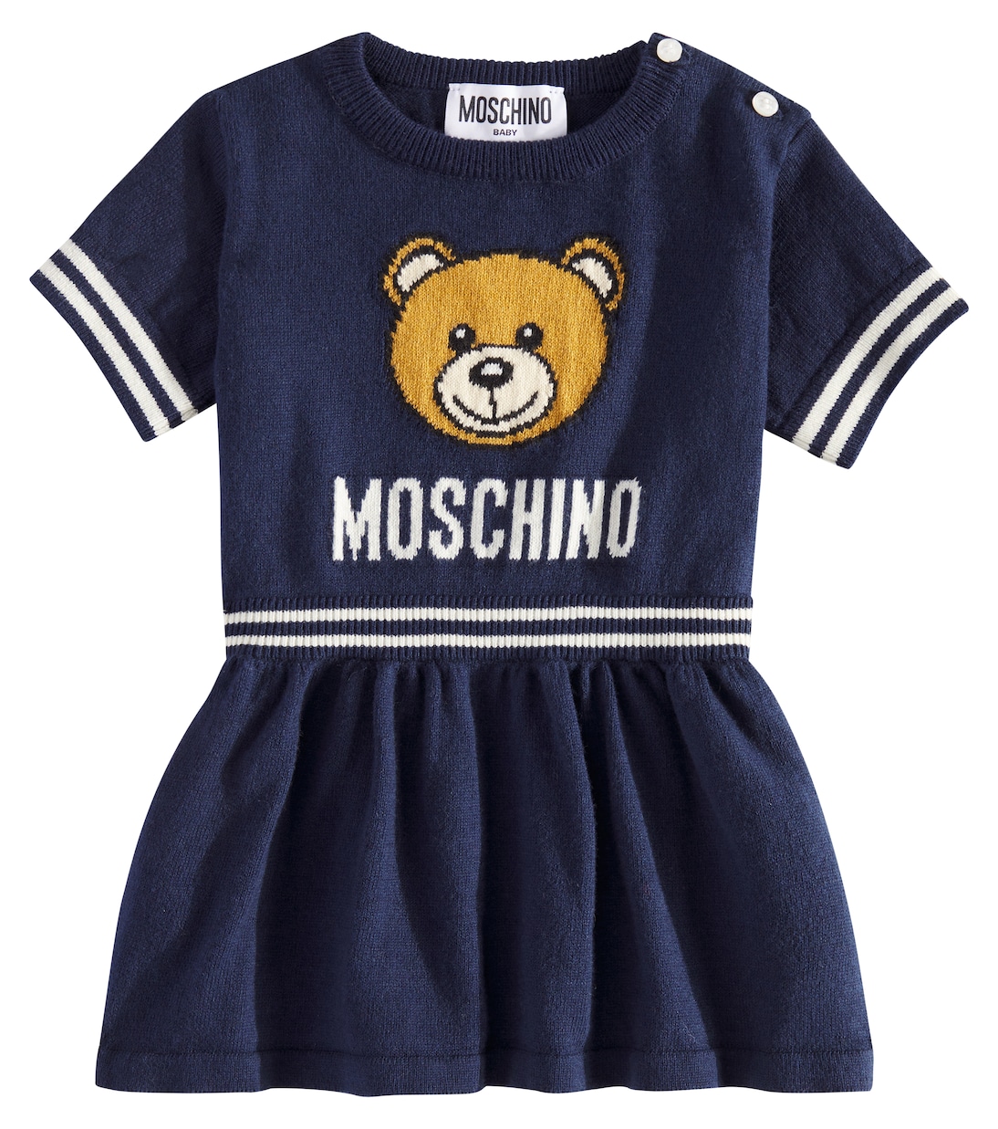 

Платье из хлопка и шерсти Baby Teddy Bear Moschino Kids, Blu Navy