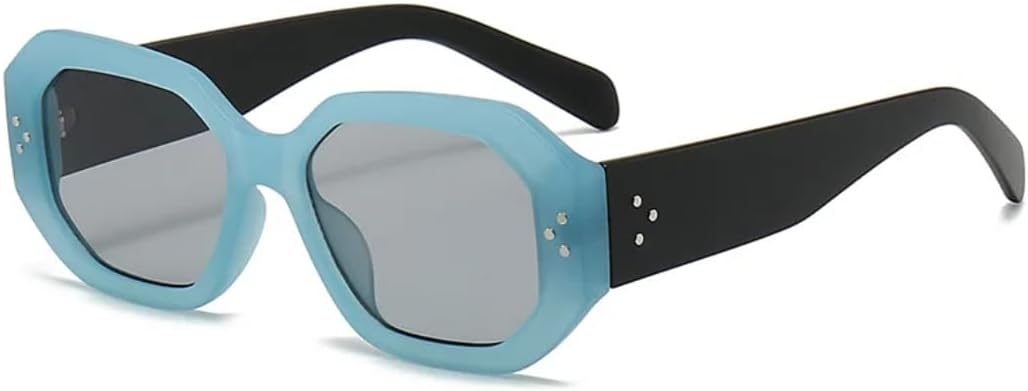 

Солнцезащитные очки для мужчин и женщин - защита UV400 - заклепки, маленькая оправа, градиентные линзы, для занятий спортом на открытом воздухе и вождения DSVIGF, Blue