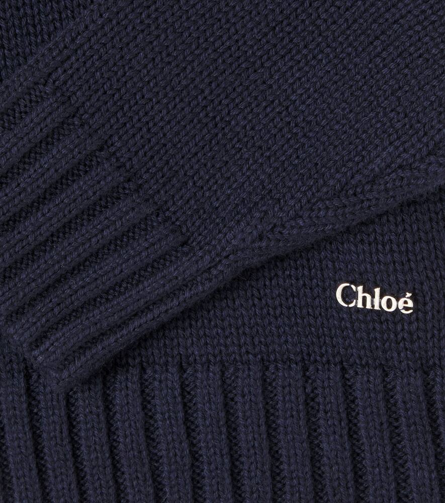 Кардиган из хлопка и шерсти с пелериной Chloé Kids, Bleu Amiral — фото 2