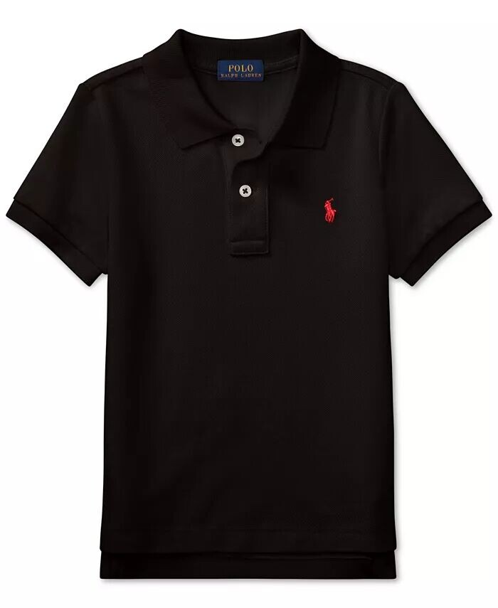 

Рубашка-поло из хлопковой сетки для малышей и маленьких мальчиков Polo Ralph Lauren, черный