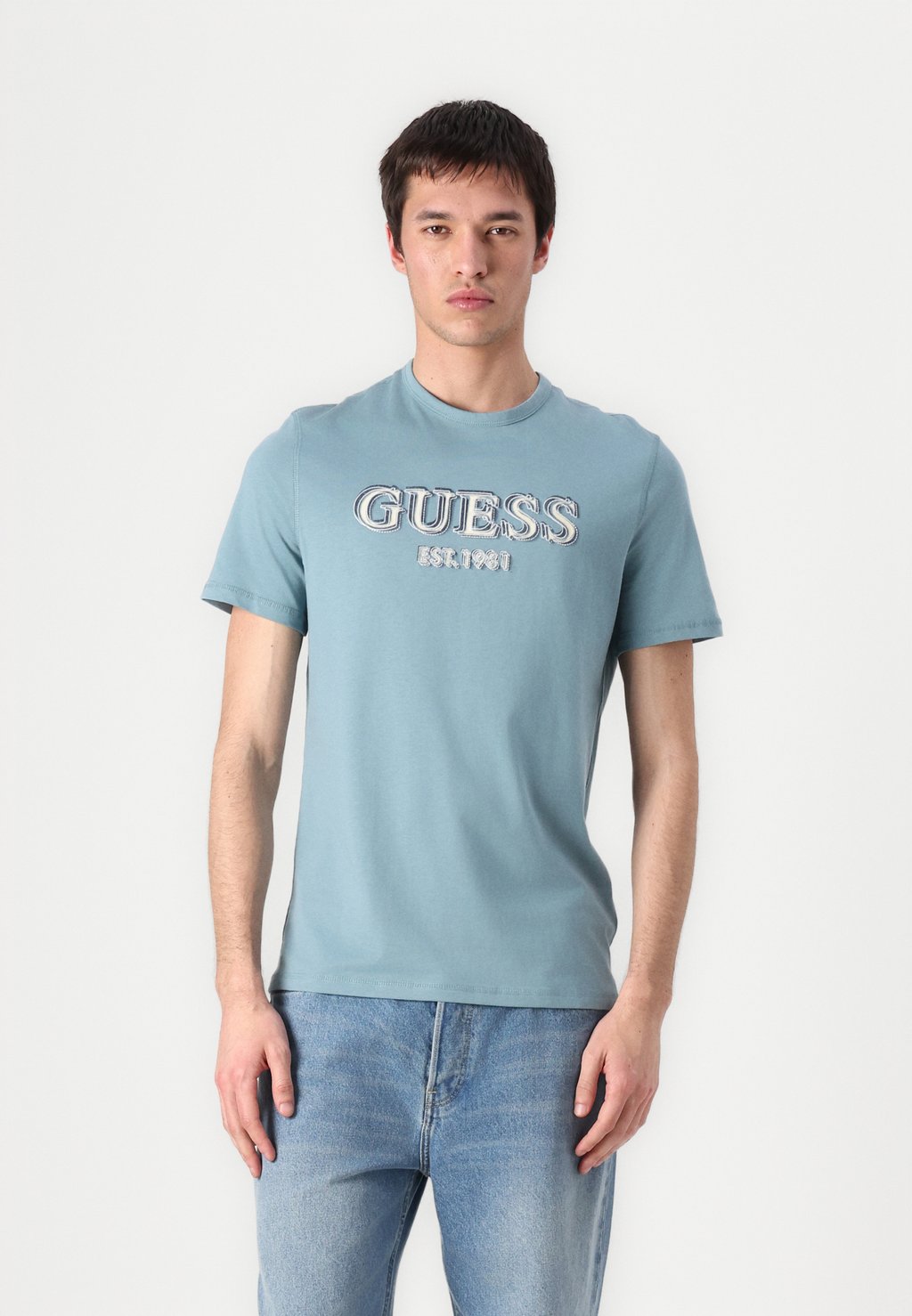 

Футболка с принтом LOGO TEE Guess, светло-голубой