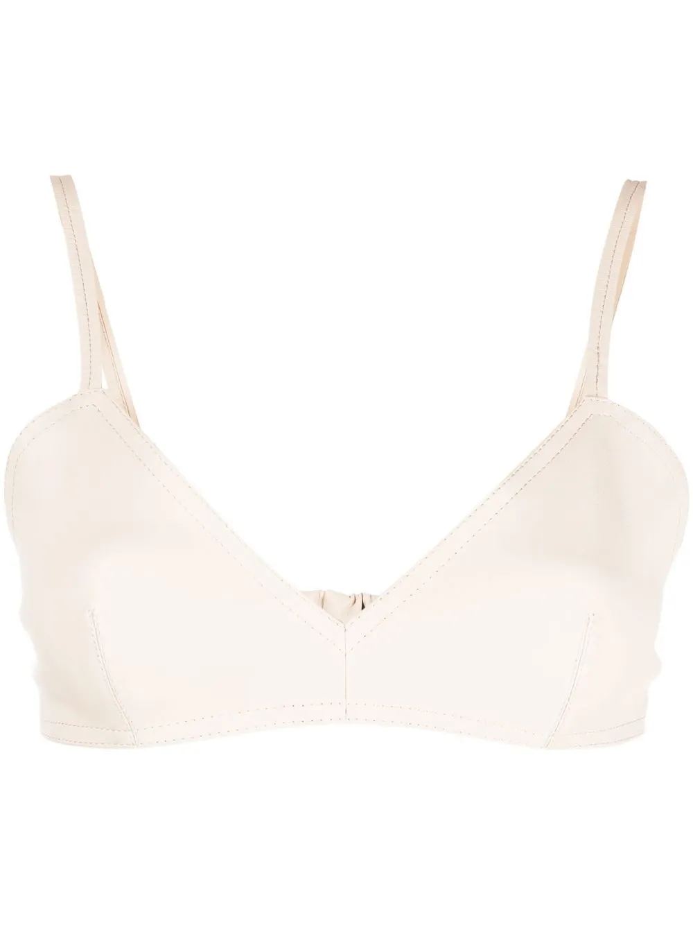 

Укороченный кожаный топ Sierra The Mannei, кремово-белый