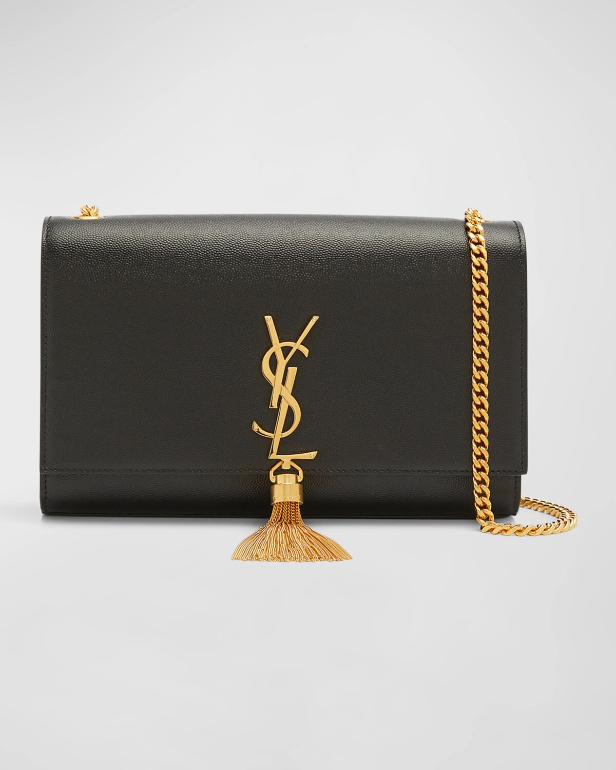 

Кошелек Kate YSL среднего размера на цепочке с кисточками из зерненой кожи Saint Laurent, цвет Black