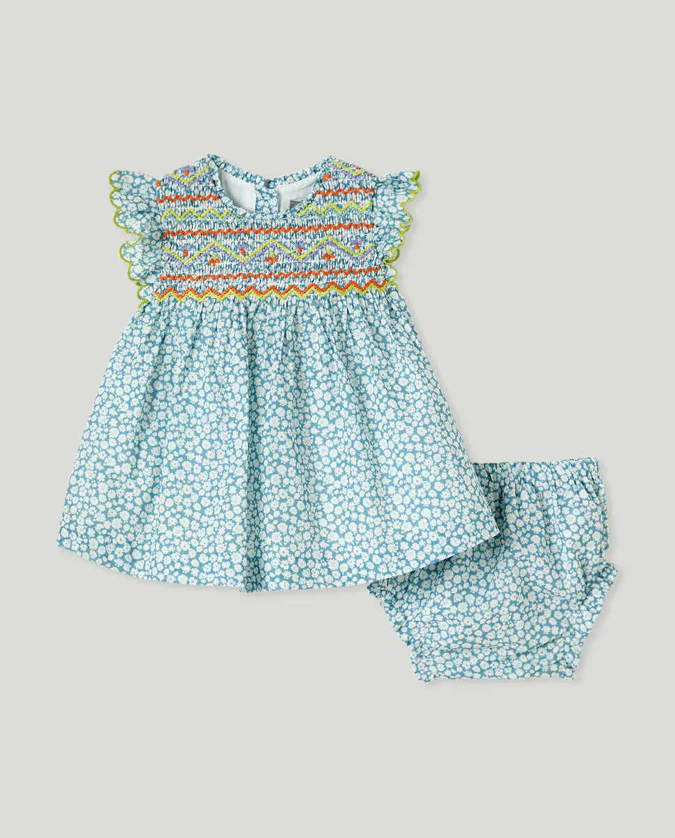 

ПЛАТЬЕ-МАШИНА SM SMOCK M/ РОЛЛЫ С ОБОРКОЙ - AOP ДВУХЦВЕТНЫЙ ЦВЕТОК Coconut El Corte Inglés, синий