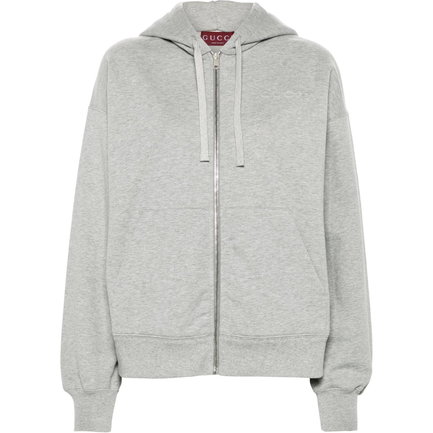 

Худи из хлопка с тисненым логотипом GUCCI, светло-серый