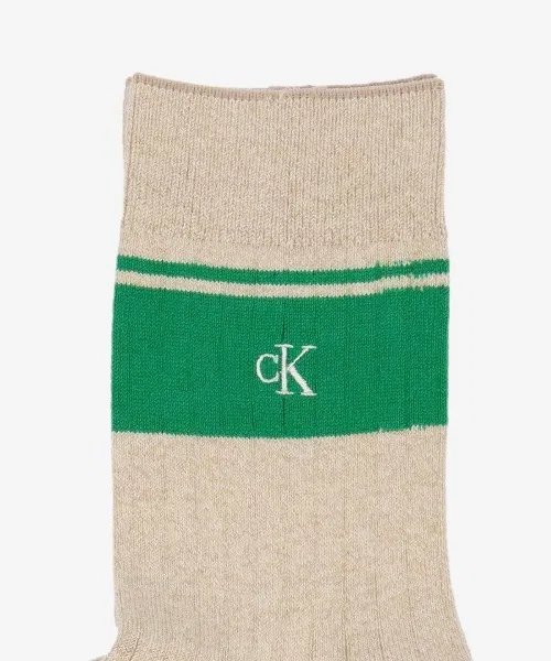 Носки Calvin Klein с логотипом из органического хлопка, миди, светло-серые — фото 3