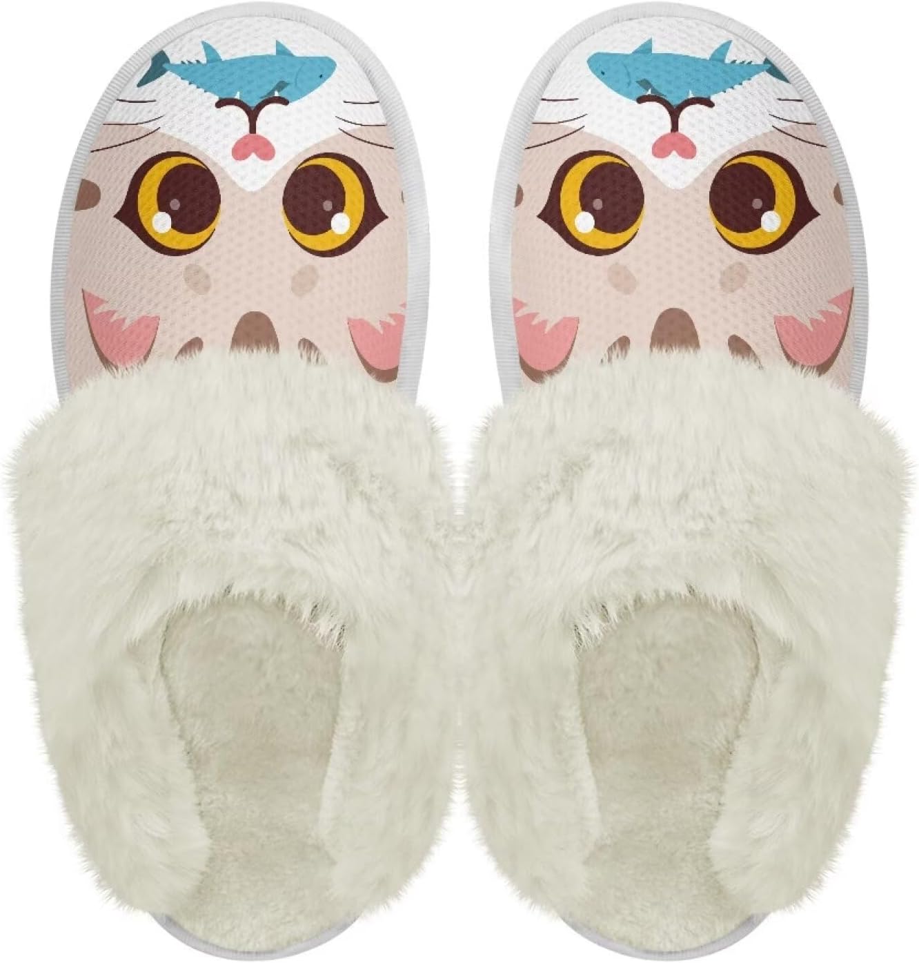 

Хлопковые тапочки PJHEQOXE с пушистыми краями, домашние тапочки для дома и улицы, хлопковые тапочки унисекс, Cat Fish