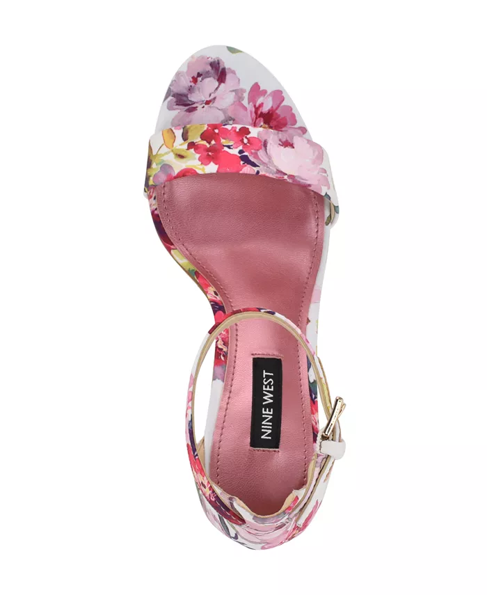 Женские босоножки Pruce на высоком блочном каблуке Nine West, розовый — фото 4