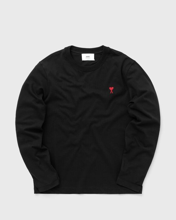 

Футболка Ami Paris Long Sleeves Ami De Coeur Tee, цвет wool tricotine black