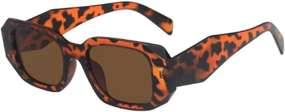 

Модные женские солнцезащитные очки, винтажные, необычной формы, ретро, ​​для путешествий, с леопардовым принтом, коричневые, один размер TYUVIVO, Leopard Brown