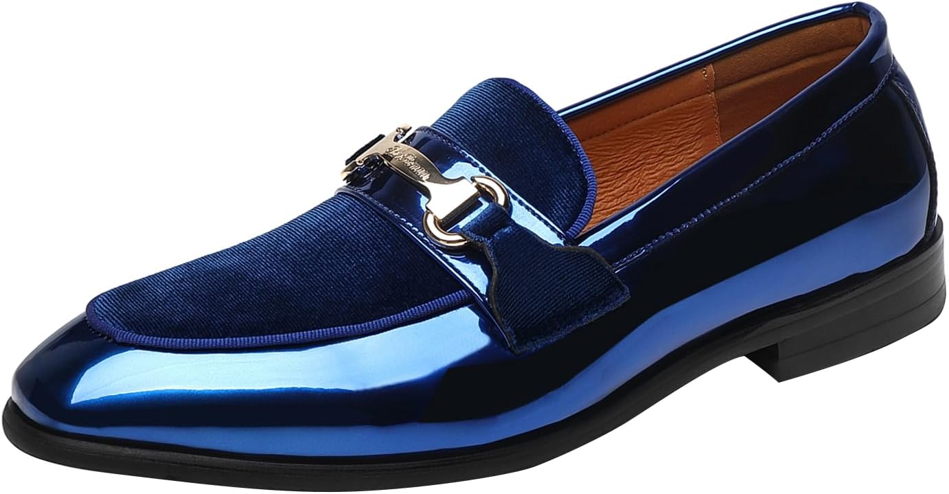 

Мужские туфли-лоферы ELANROMAN, классические, из лаковой бархатной кожи, для смокинга, темно-синий