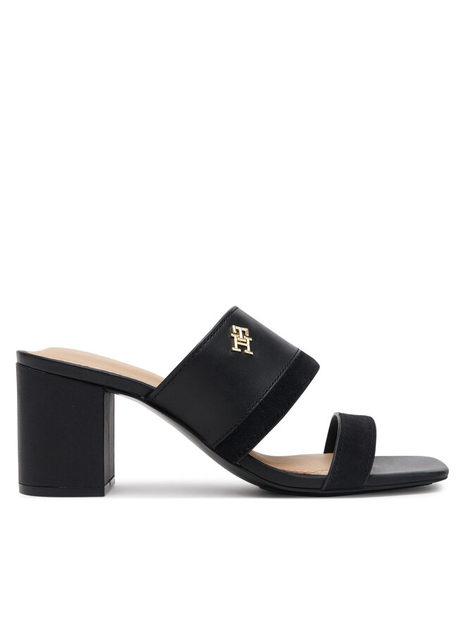 Мюли Leather & Suede Block Heel Mule FW0FW08530 Tommy Hilfiger, черный