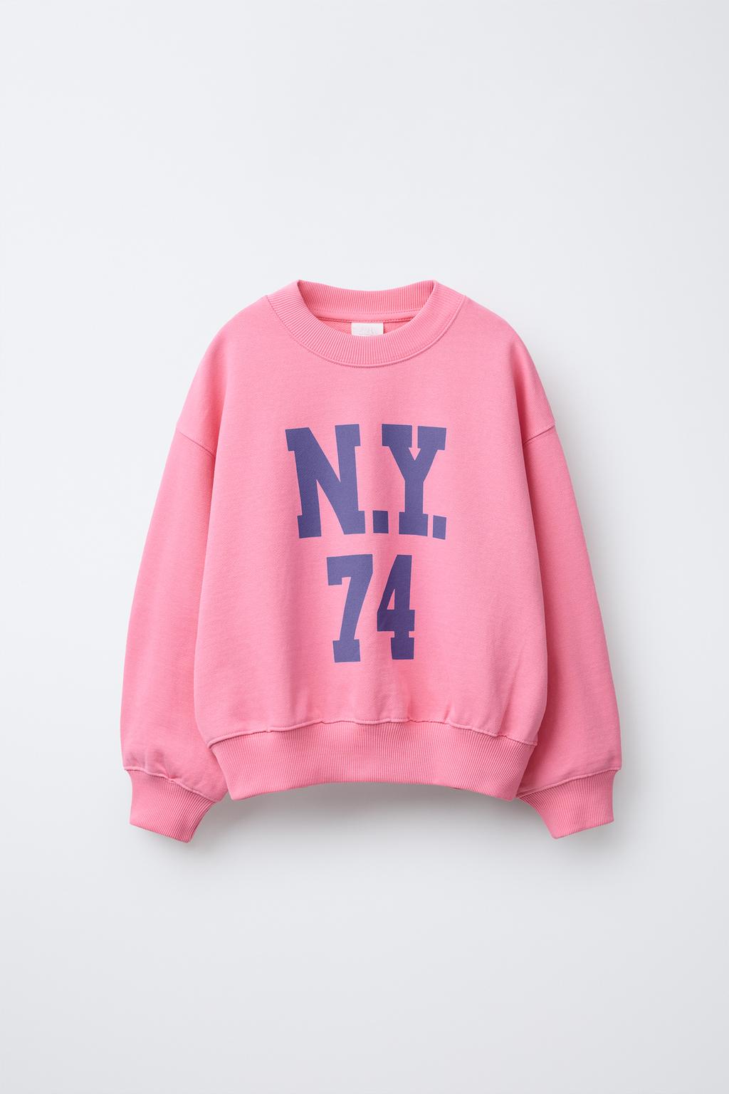 

Толстовка со слоганом ZARA, цвет Neon pink
