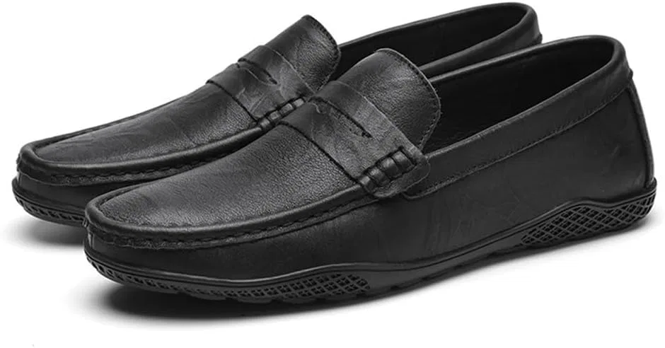 Туфли лоферы мужские PU Round Toe Classic Stitching Details Comfortable Flexible Anti-Slip Shoes, Black DHFIRUFSHLO — фото 2