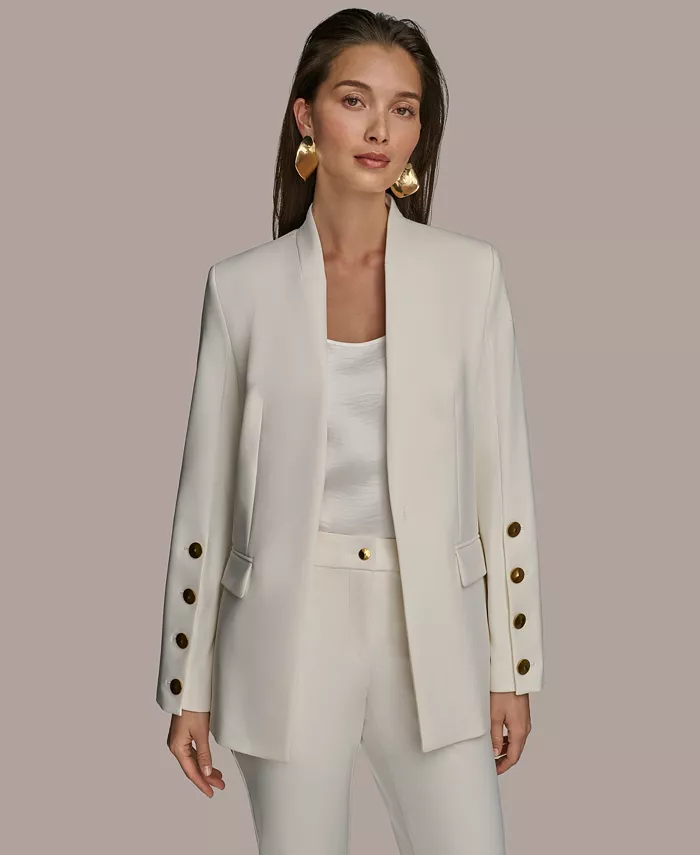 

Женский жакет с пуговицами на рукавах, Regular & Petite Donna Karan New York, коричневый/бежевый