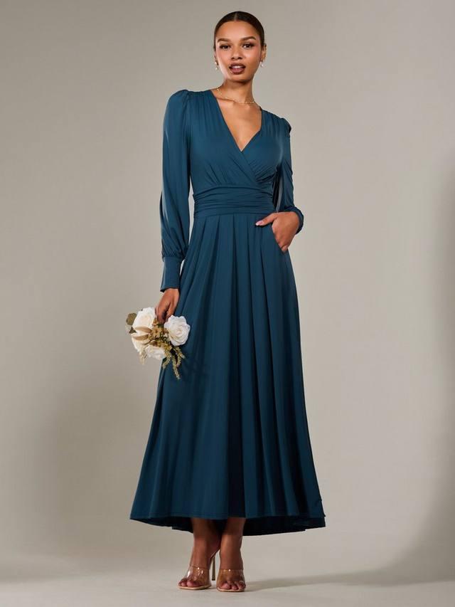 

Платье макси Fit And Flare с рукавами-фонариками цвета soft teal Jolie Moi