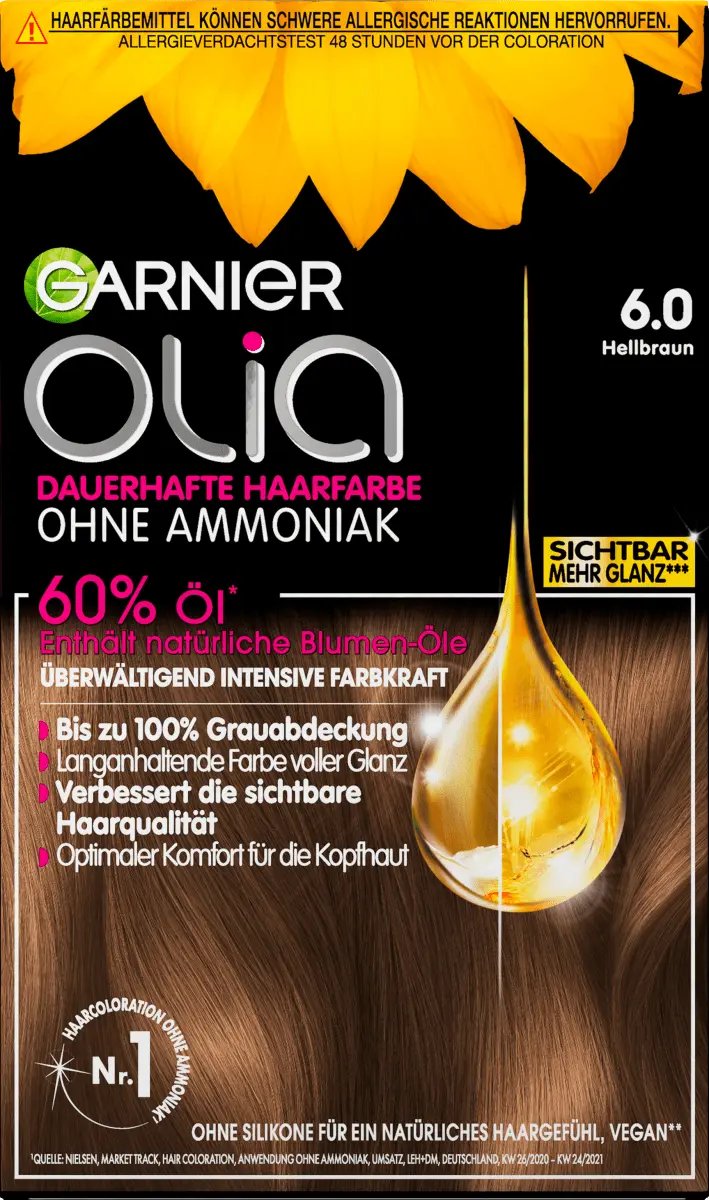 

Цвет волос 6.0 русый 1 штука Garnier