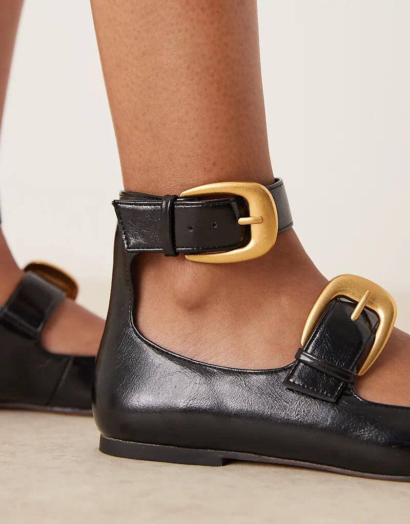 Балетки Мэри Джейн Lorna с большой пряжкой ASOS DESIGN черного цвета — фото 2