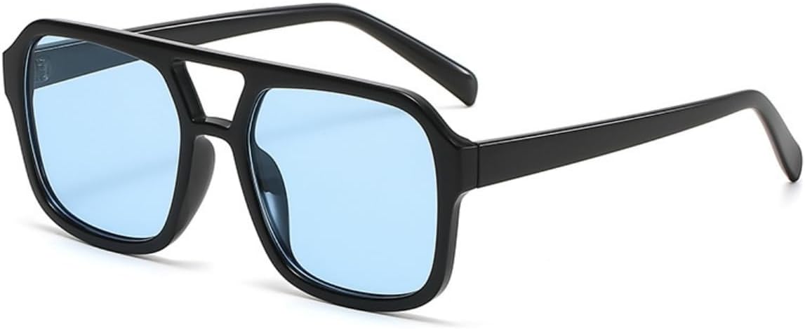 

Ретро-солнцезащитные очки-авиаторы квадратной формы в стиле 70-х годов для женщин и мужчин, винтажные прямоугольные солнцезащитные очки в плоской оправе, модные очки IKUVNA, Blue