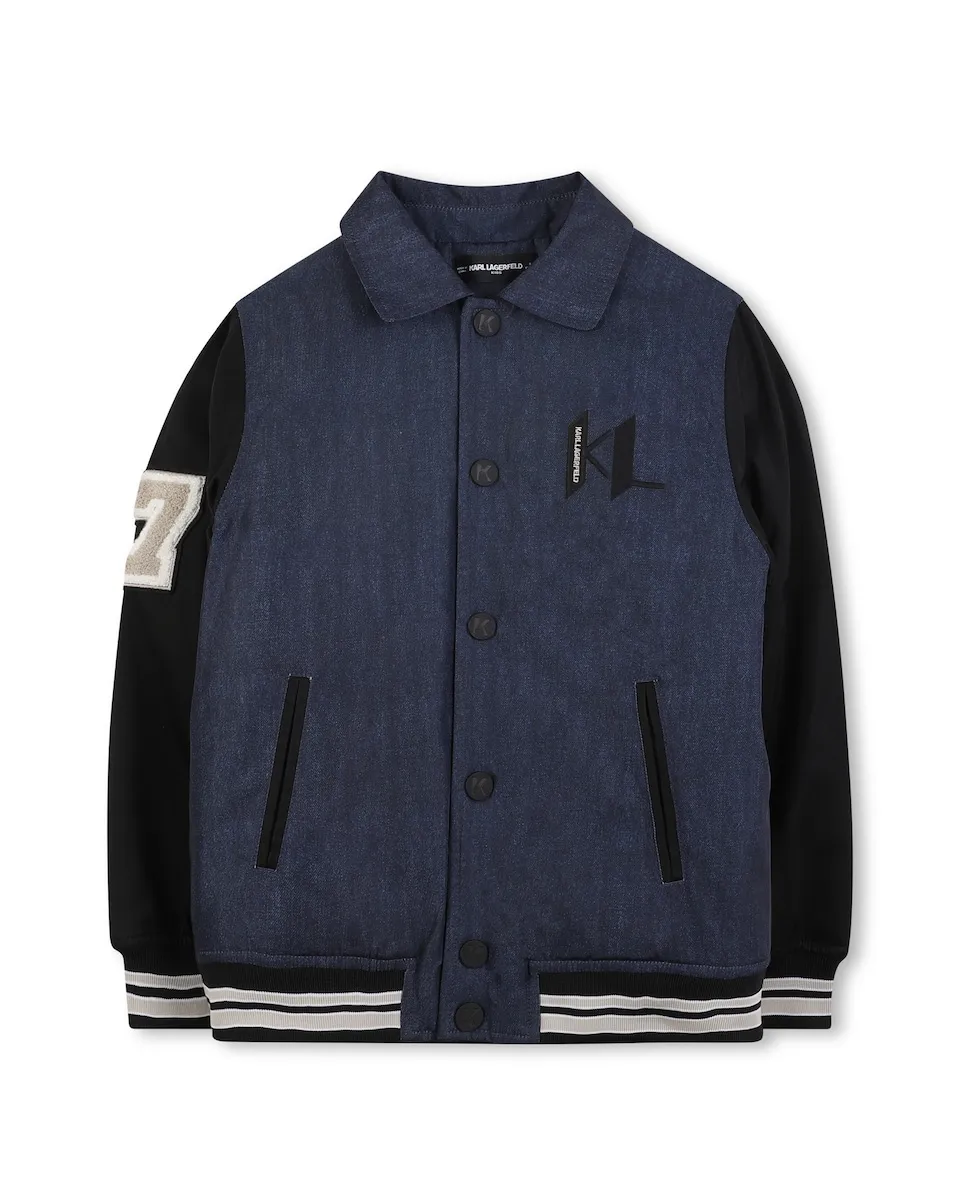 

Детская куртка синего цвета с длинными рукавами Karl Lagerfeld Kids